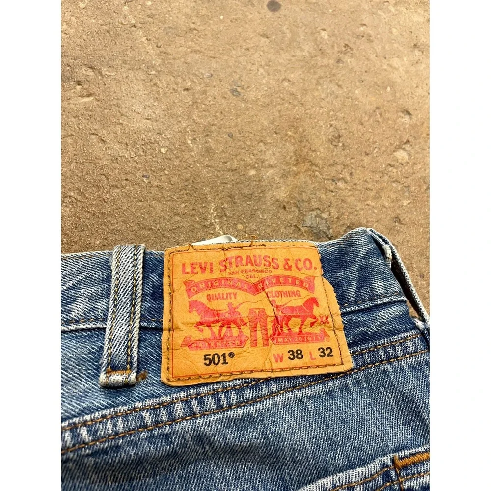 Levi's 501 Straight Jeans Men 38x32 Blue‎ Denim Stonewash Cotton Original Fit